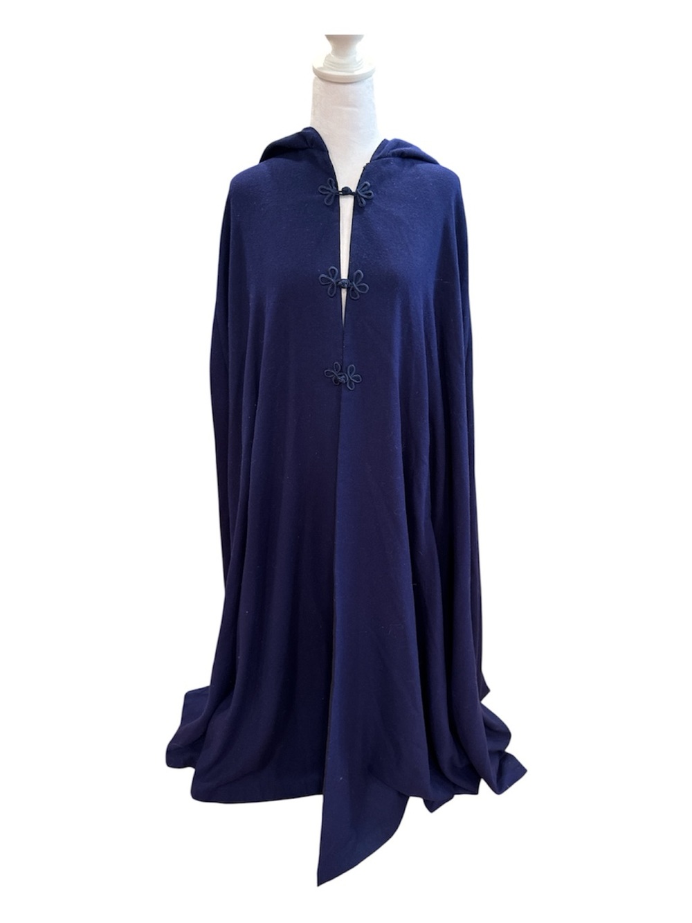 Vintage Navy Blue Heavyweight Hooded Cloak  Cape Full Circle Cut, Satin Lined - Picture 2 of 10